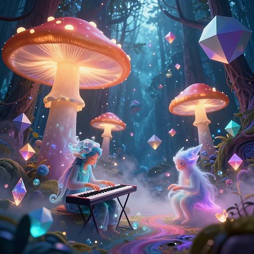 Ethereal Creatures in Psychedelic Forest