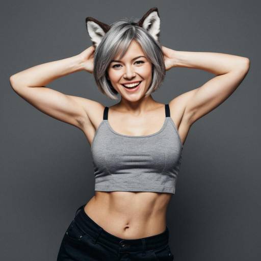 Young Woman with Cat Ears Headband Smiling