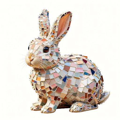 Whimsical Porcelain Mosaic Rabbit