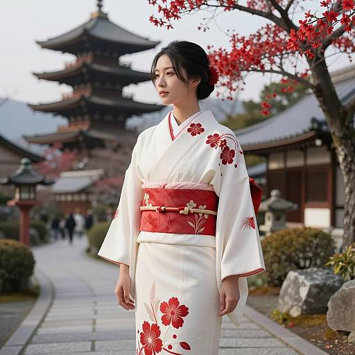 Elegant Asian Woman in Kimono Serenity