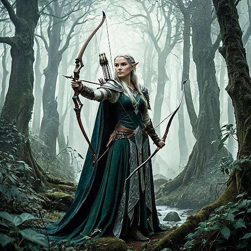 Elven Archer Queen in Mystic Forest