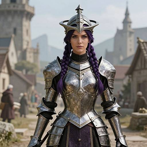 Ultra-Realistic Knightess Exploring Village