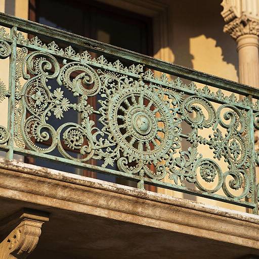 Filigree Balcony Railing with Ornate Metalwork