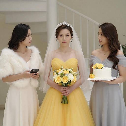 Elegant Wedding Scene with Three Women