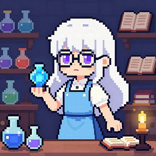 Pastel Pixel Art Alchemist Girl