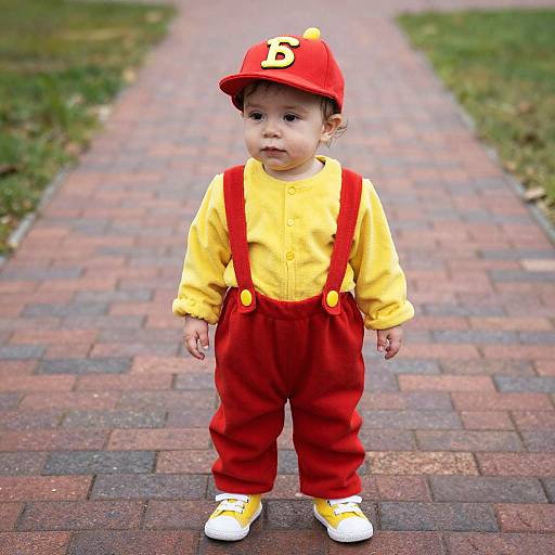 Toddler in Red and Yellow Costume