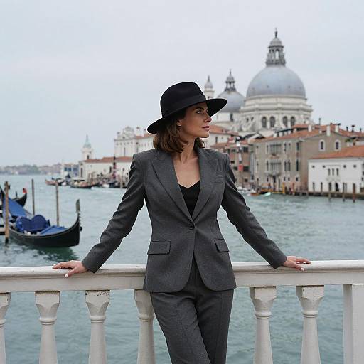 Elegant Woman on Venetian Balcony