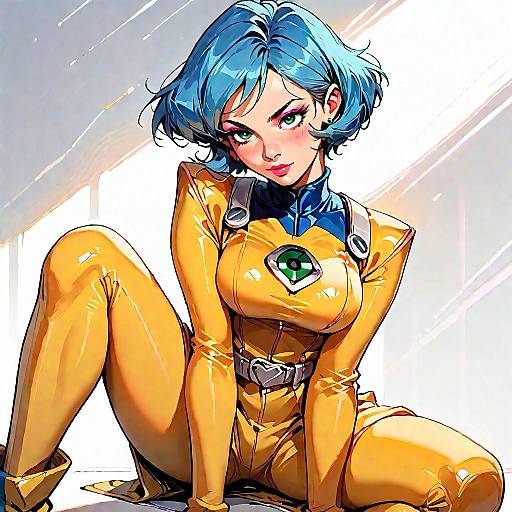 Anime Girl in Yellow Bodysuit