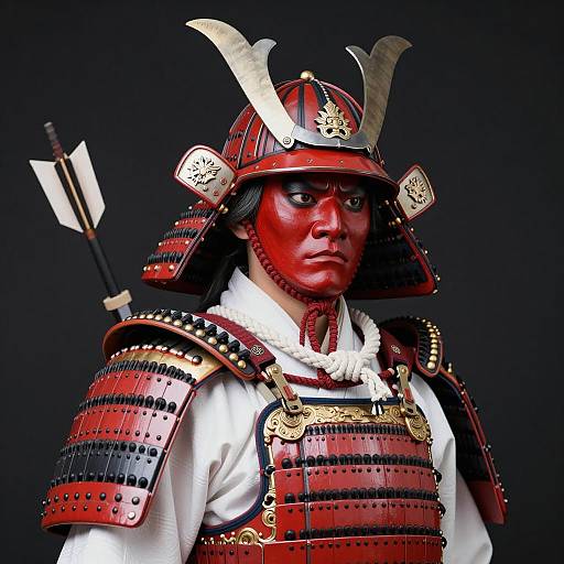 Intense Japanese Warrior in Elaborate Armor