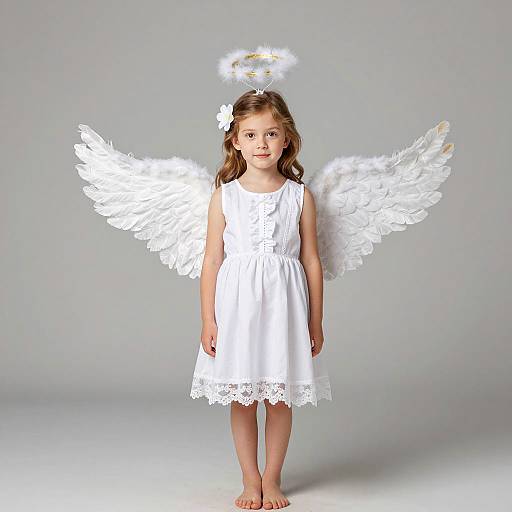 Charming Young Girl in Angel Costume
