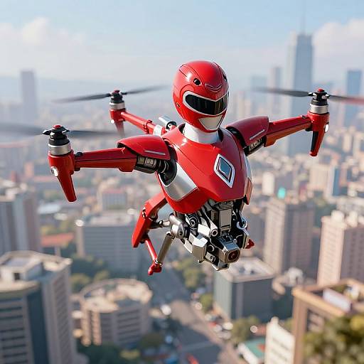 Red Power Ranger Drone Over Dream City