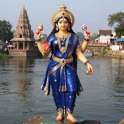 Majestic Hindu Water Goddess Scene