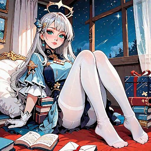 Enchanting Solo Portrait Under Starry Sky