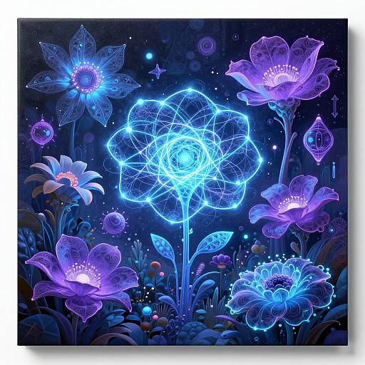 Futuristic Digital Cyber Garden Artwork