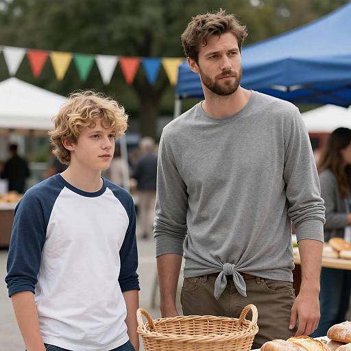 Men at Outdoor Market Stall