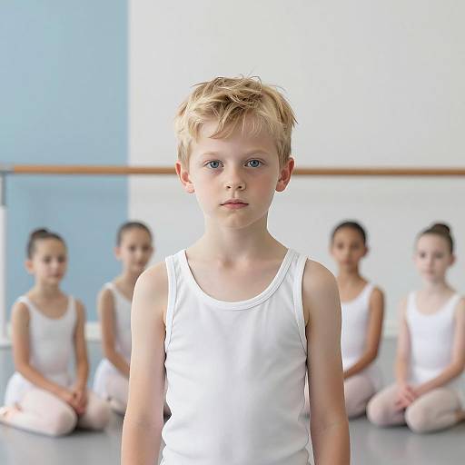 Young Boy in Front of Ballet Class