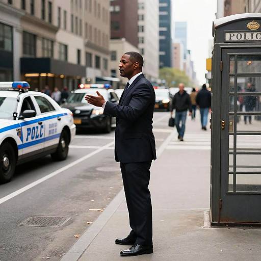 Urban Scene with Black Man in Suit