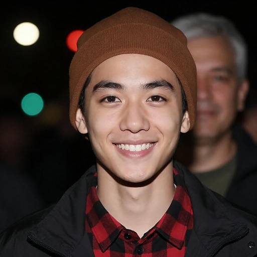 Smiling Young Man in Plaid Shirt