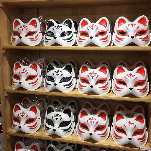 Charming Display of Japanese Fox Masks