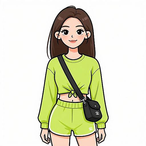 Sporty Woman in Lime Green Outfit