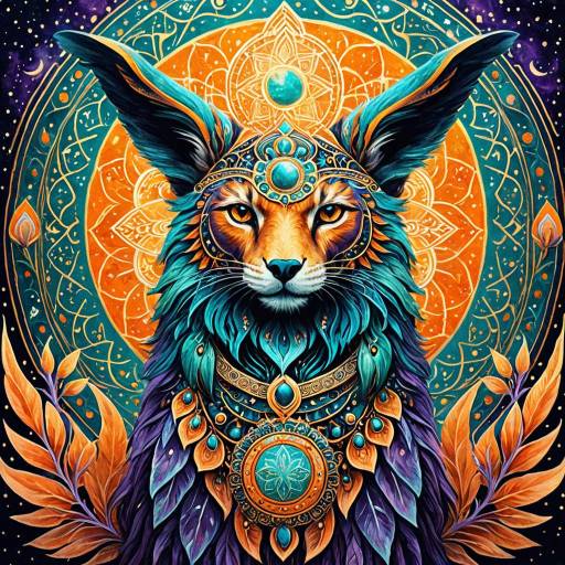 Mystical Shamanic Fox with Celestial Ornaments