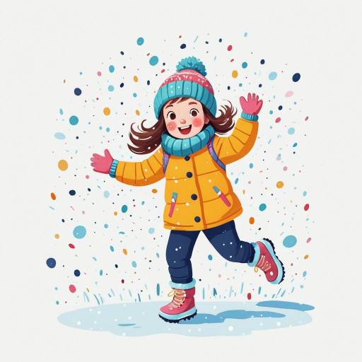 Whimsical Cartoon Girl in Snow