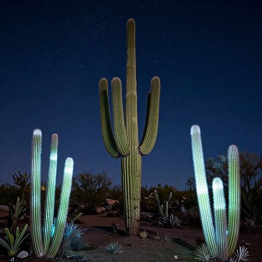 Magical Desert Nightscape with Crystalline Cacti