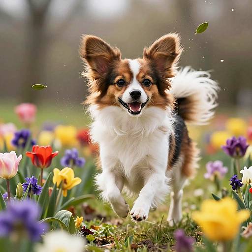 Joyful Papillon in Vibrant Spring Garden