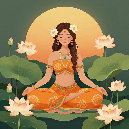 Bohemian Woman in Lotus Serenity