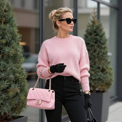 Chic Woman by Glass Building