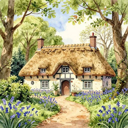 Medieval Dutch-Flemish Cob Cottage Illustration