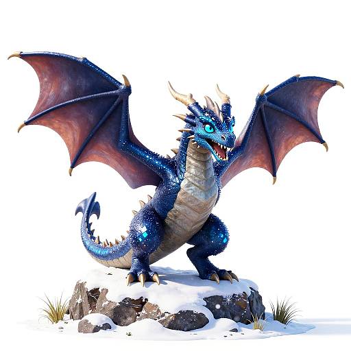 Young Sapphire Dragon in Snow