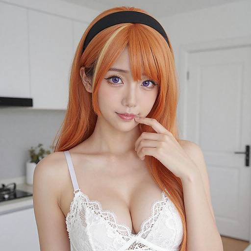 Portrait of Asian Woman with Vibrant Hair