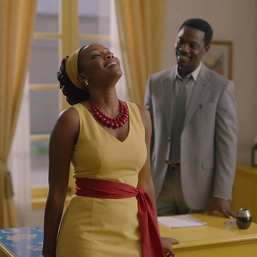 Bright Movie Scene with Stylish Couple