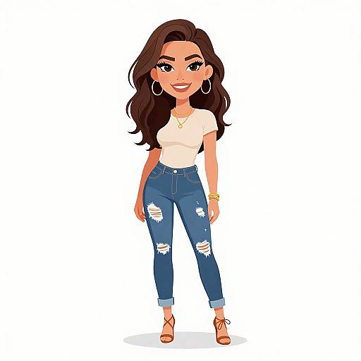 Smiling Woman in Casual Chic Outfit