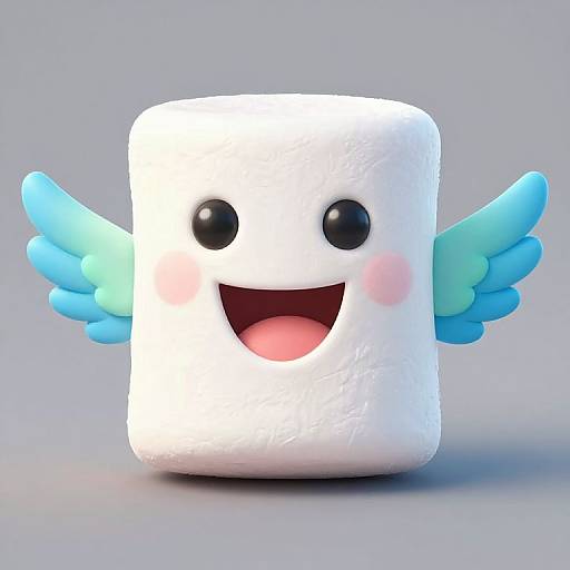 Cheerful Cartoon Marshmallow with Wings