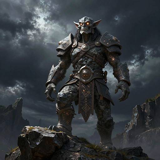 Rock Genasi on Stormy Cliffs