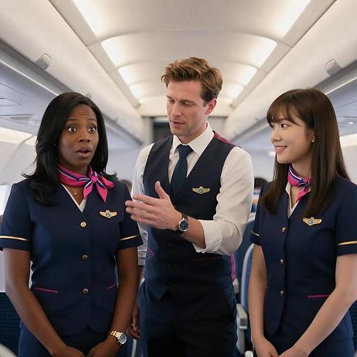 Surprised Attendant in Airplane Galley