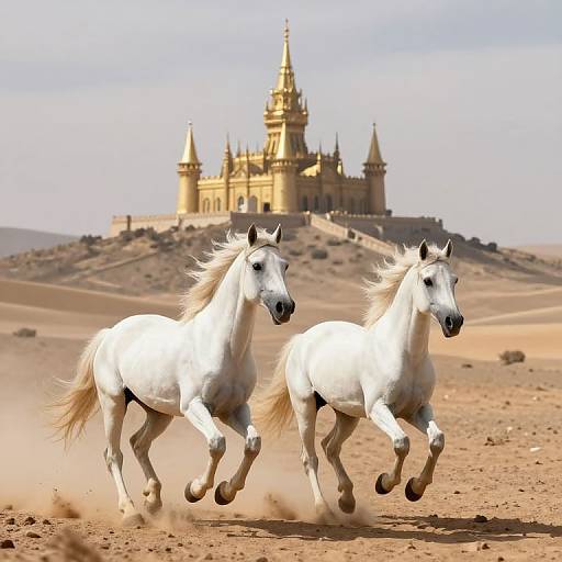 White Horses Racing to Golden Castle
