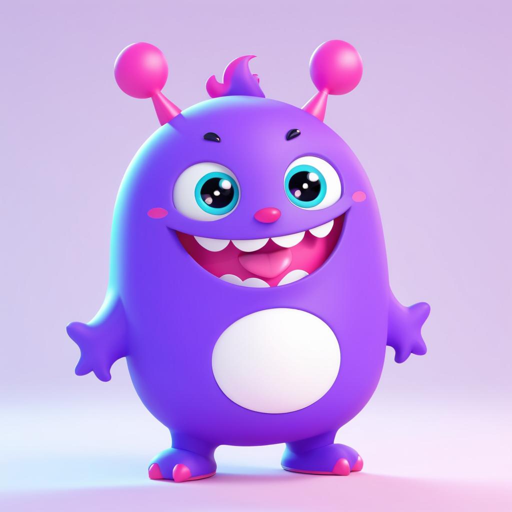 Kawaii 3D Animated Laughing Monster