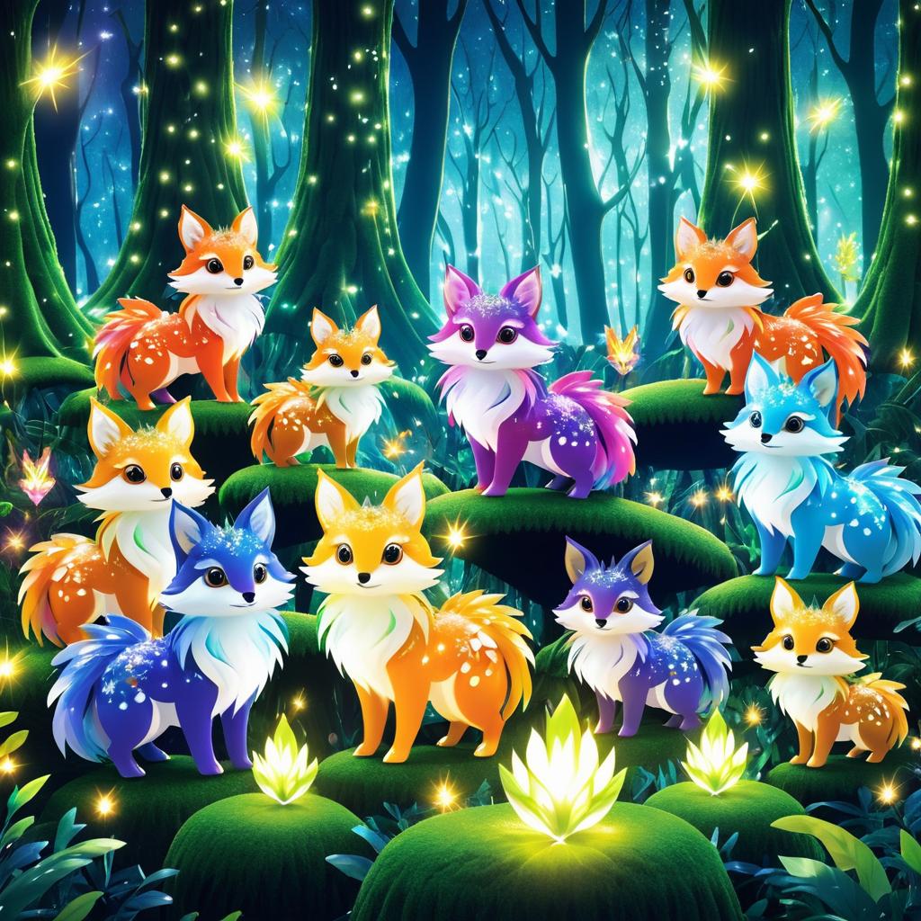 Vibrant Forest Creatures in Anime Style