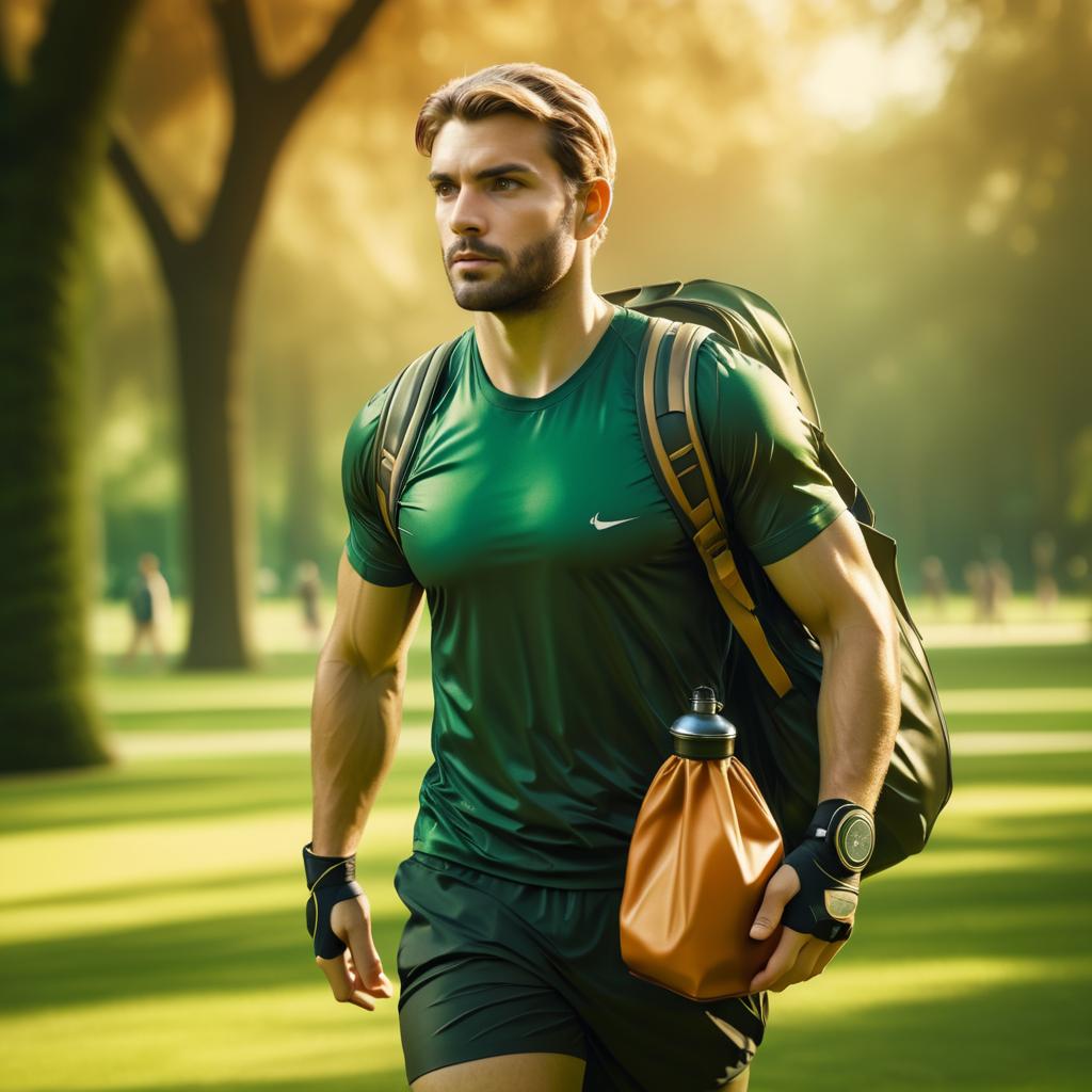 Nostalgic Athlete in Lush Park Setting