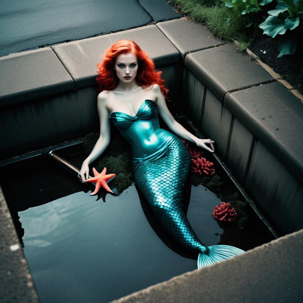 Eerie Mermaid in Gutter Shadows