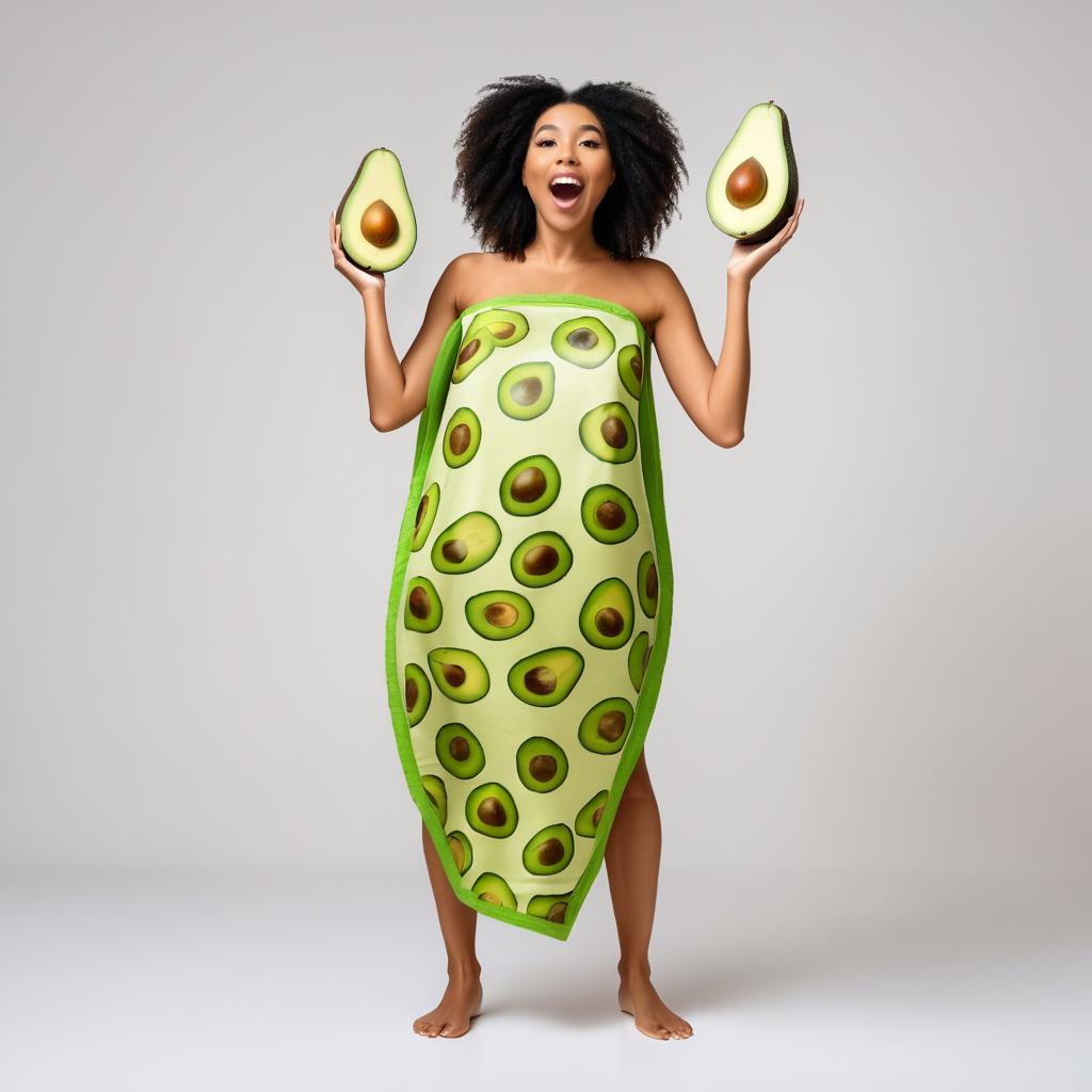 Playful Nude Woman Covered in Avocado