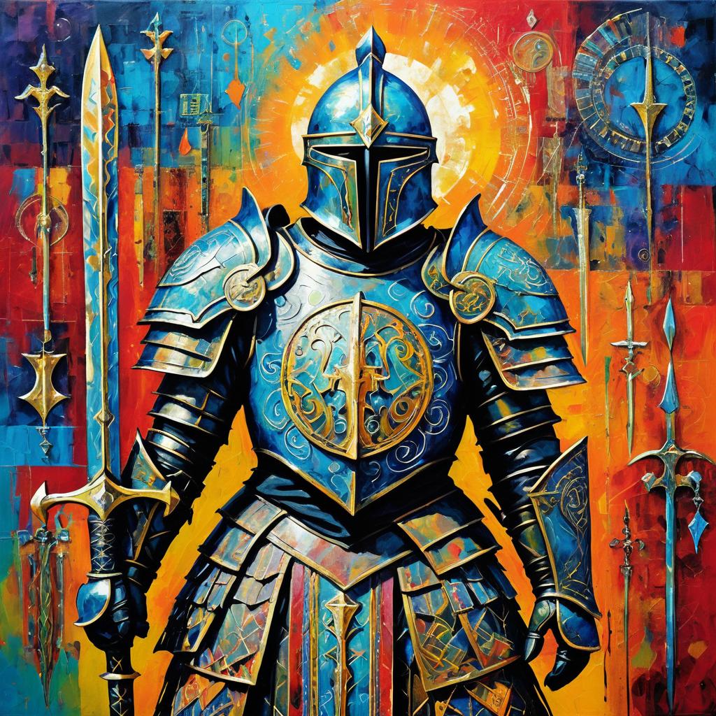 Vibrant Expressionist Knight in Mixed Media