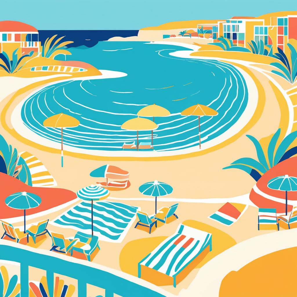 Vibrant Matisse Inspired Beach Scene