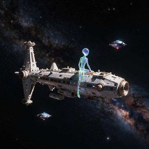 Neon Bioluminescent Orbital Station Encounter