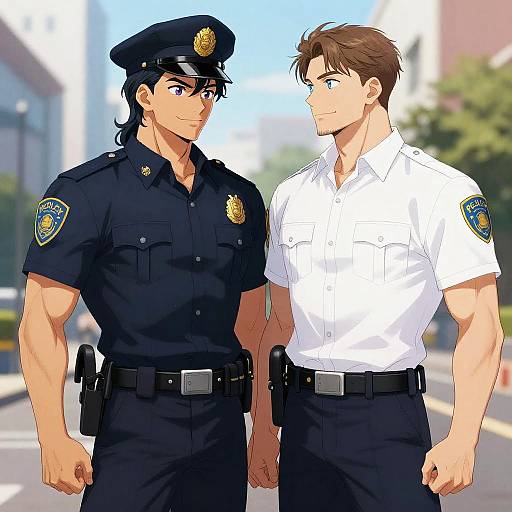 Yaoi Bara Police Couple Face-to-Face