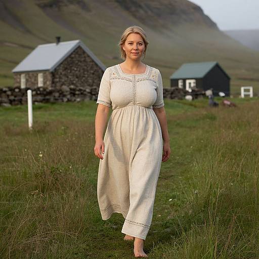 Serene Nordic Woman in Icelandic Landscape