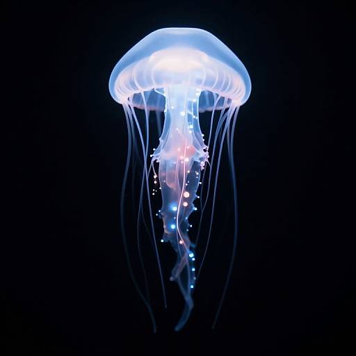 Bioluminescent Jellyfish in Dark Depths